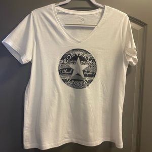 Converse tshirt white w emblem and print. Great condition. No stains